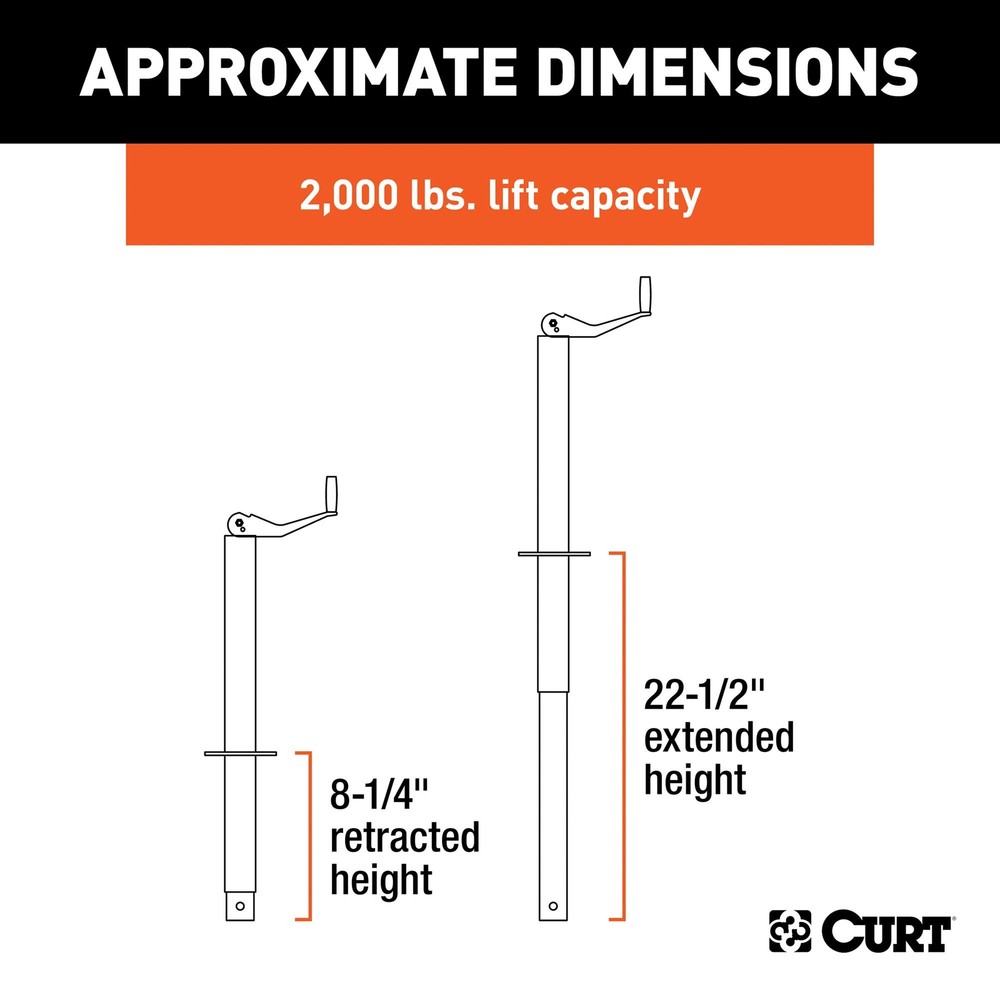 Curt A Frame Trailer Jack 3000 lbs Utility Jack with Powder Coat and Handle
