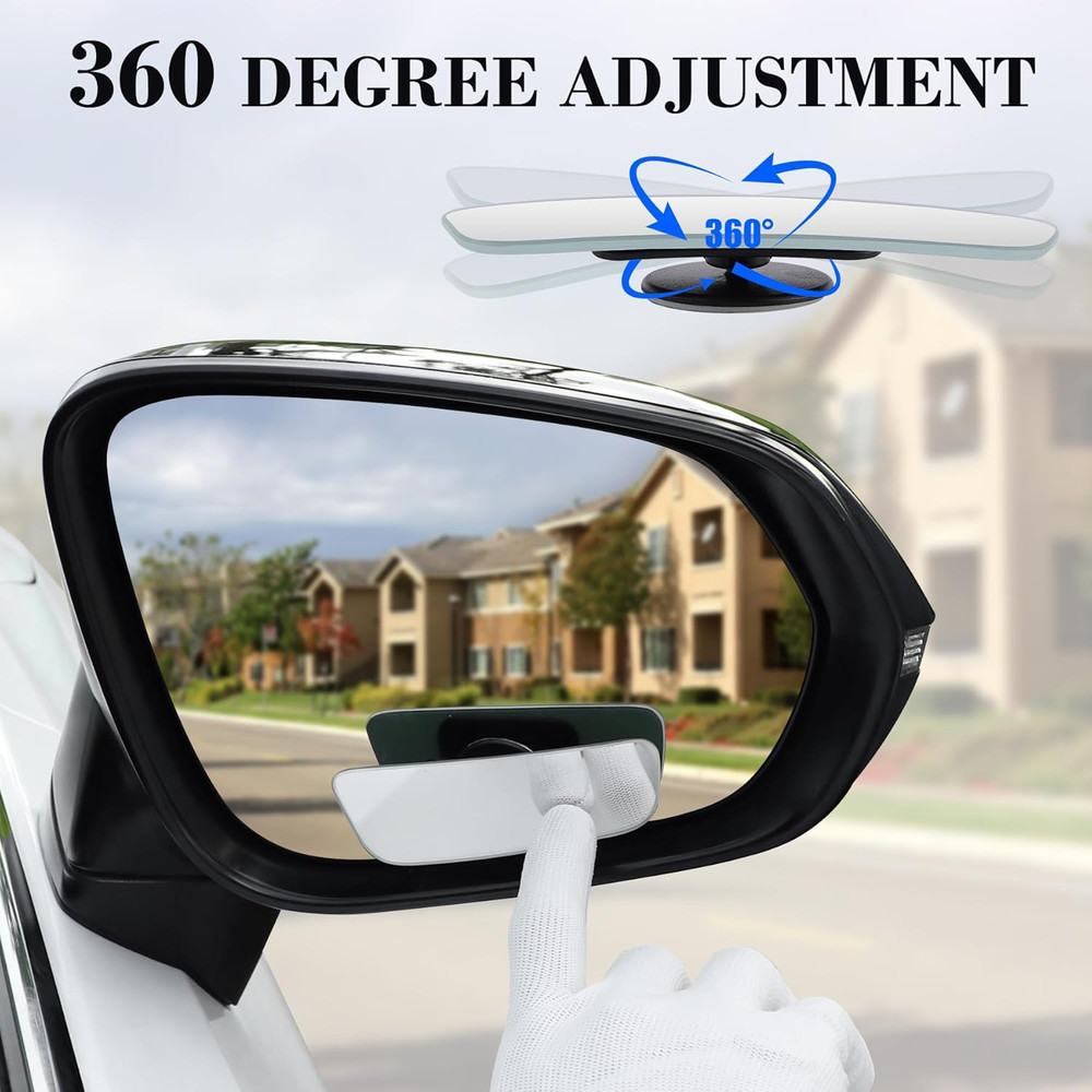Blind Spot Mirror, Rectangular Shaped HD Glass Frameless Convex Rear View Mirror