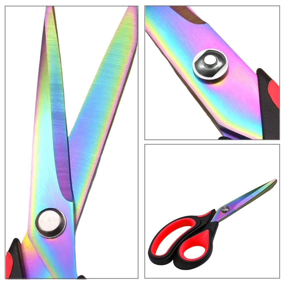 Scissors Multi-Purpose, 9.5" Sharp Sewing Scissors, Professional Heavy Red