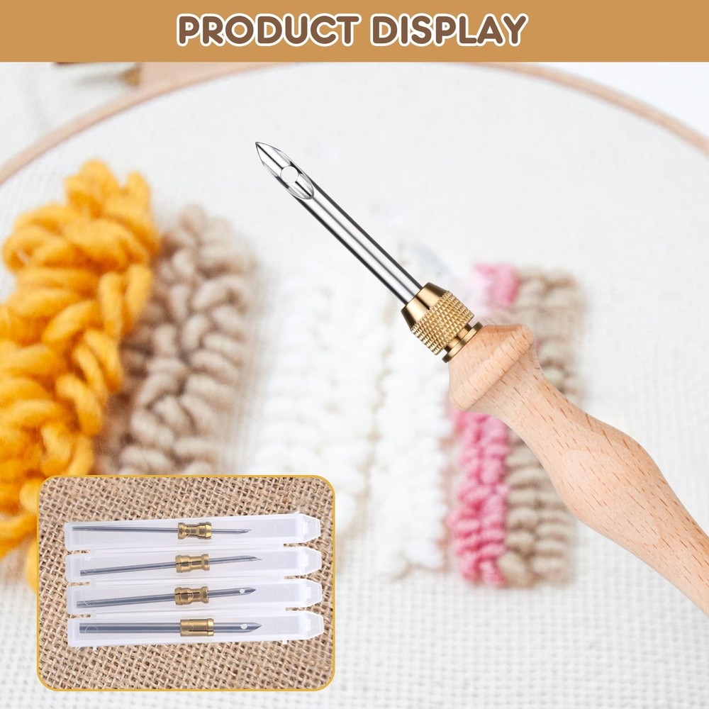 Punch Needle Kit with Storage Box,Adjustable Punch Needle Tool with 5 Differ...