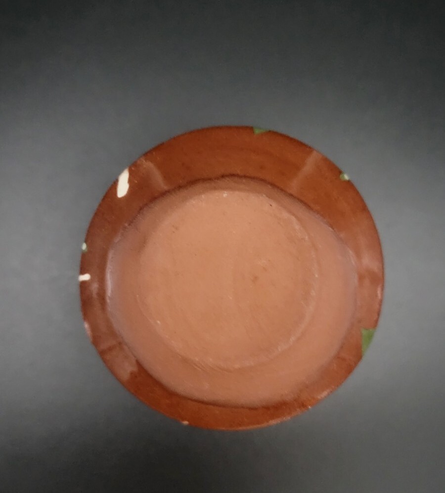 Small Redware Spatter Paint Glaze Candle Holder