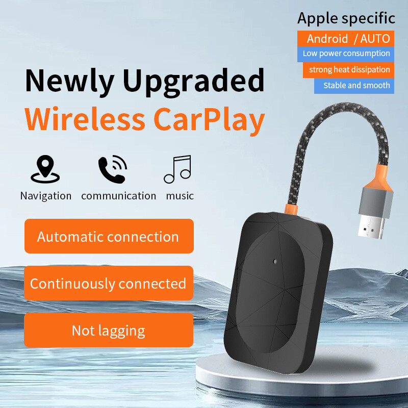 Wireless CarPlay Adapter for Apple iPhone & Android Auto USB Adapter Plug & Play