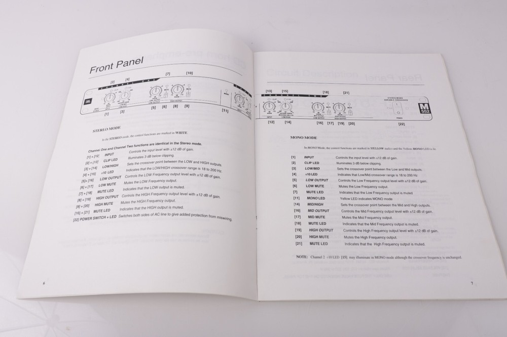 JBL M552 Variable Crossover Owner's Manual==Original!