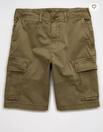 NEW AE 10" Flex Lived-In Cargo Short - Green Olive
