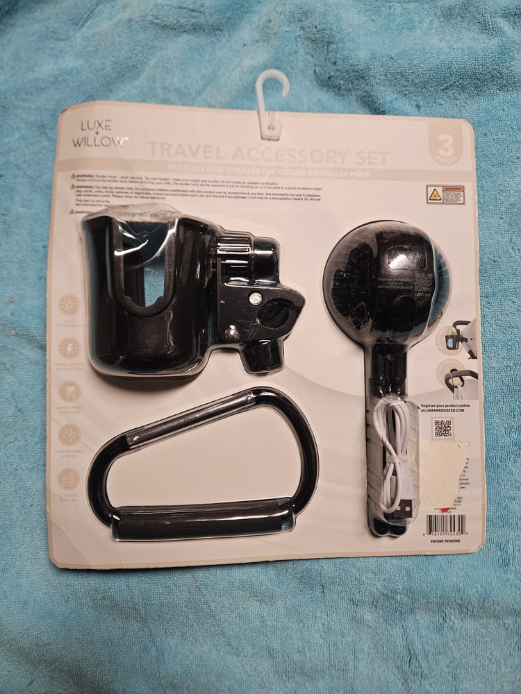 Travel Stroller Accessory 3 Piece Set Fan Stroller Cup, Stroller Hook