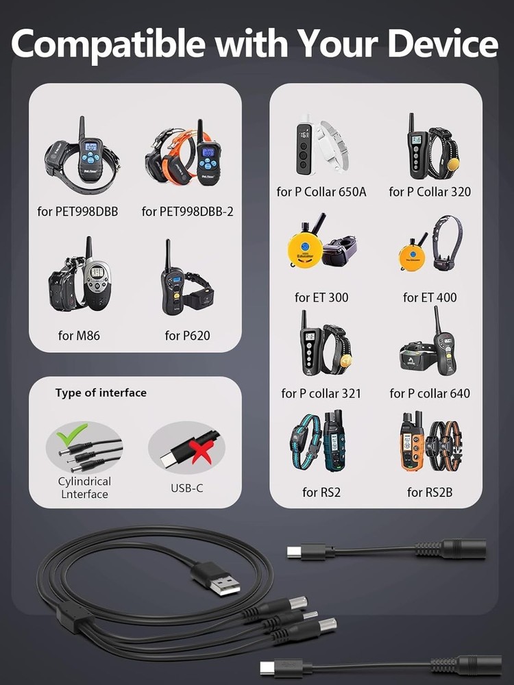 High-Efficiency Replacement Charger for E Collar Compatible with All Brands