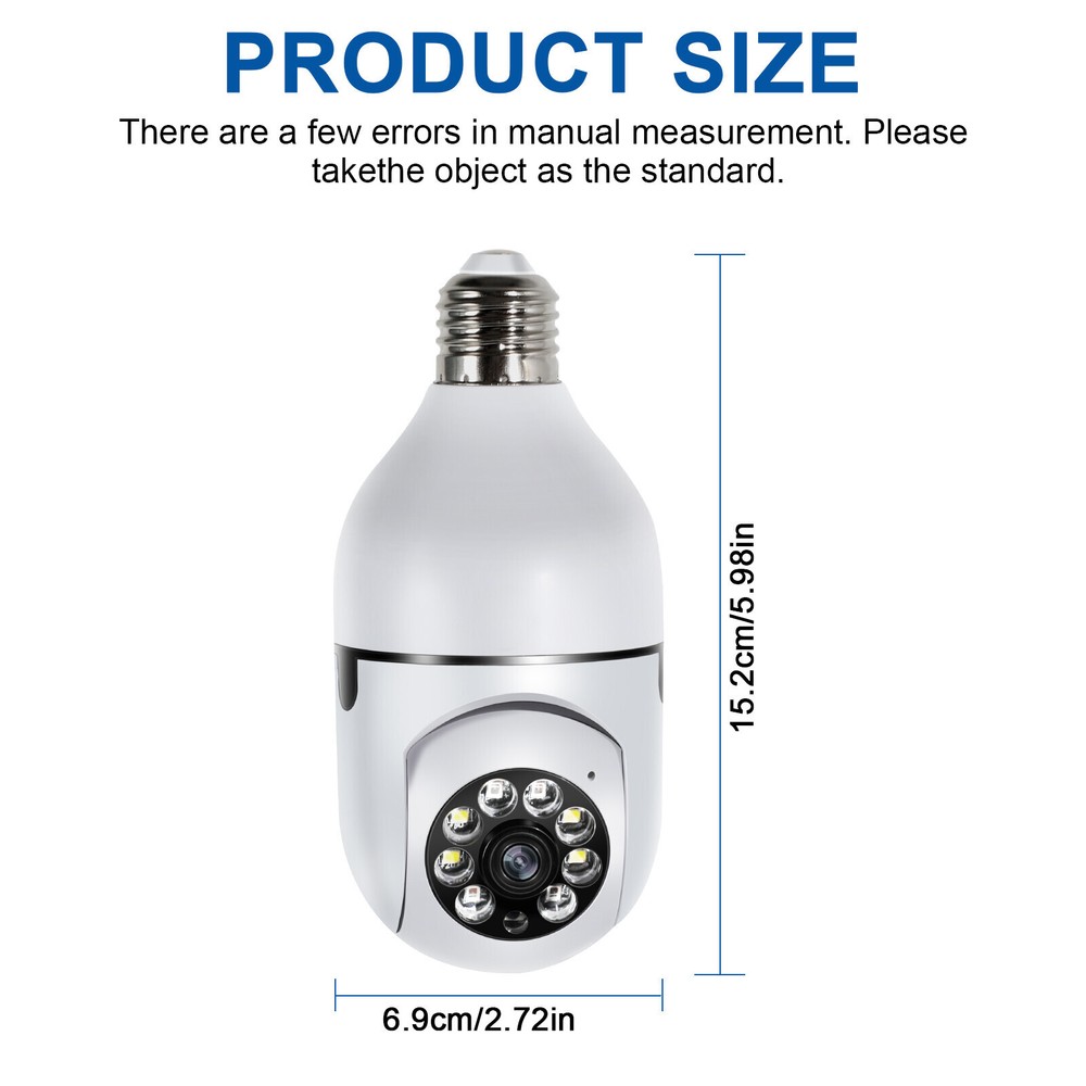 💖360° Wireless WiFi IP Camera E27 Light Bulb 1080P HD Panoramic Security Camera