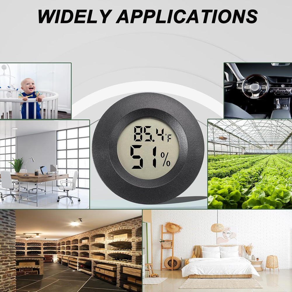 Mini Hygrometer Digital Thermometer Humidity Meter 2 Pack Black