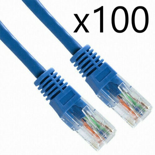 100 Pack Lot - 2ft CAT5e Ethernet Network LAN Router Patch Cable Cord Wire Blue