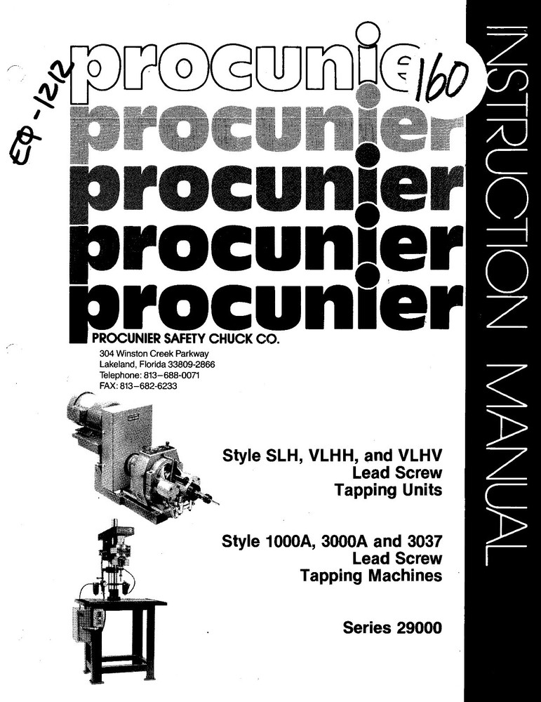 PROCUNIER TAPPING Style SLH Single Speed Self Contained Tap Head & Motor