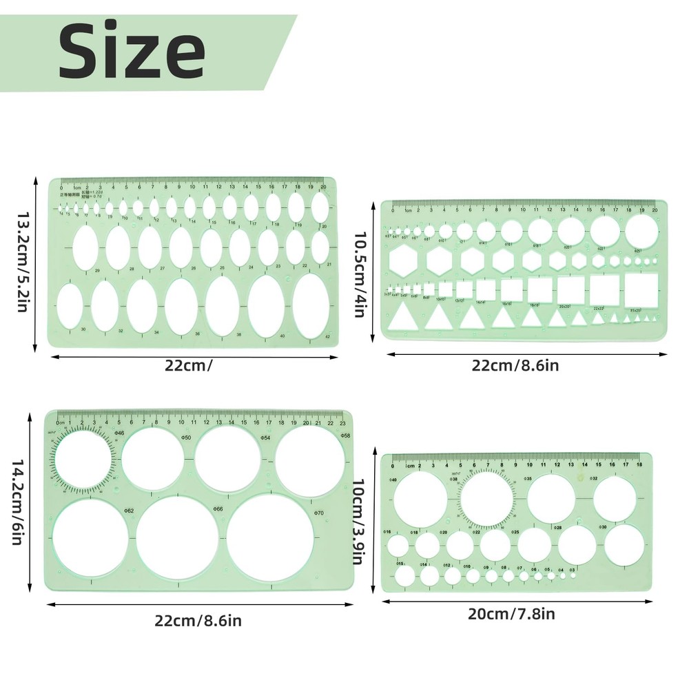 4PCS Circle Template, Plastic Circle and Oval Measuring Templates, Formwork D...