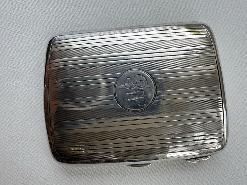 Sterling Silver Antique Engraved Design Cigarette Case, SW