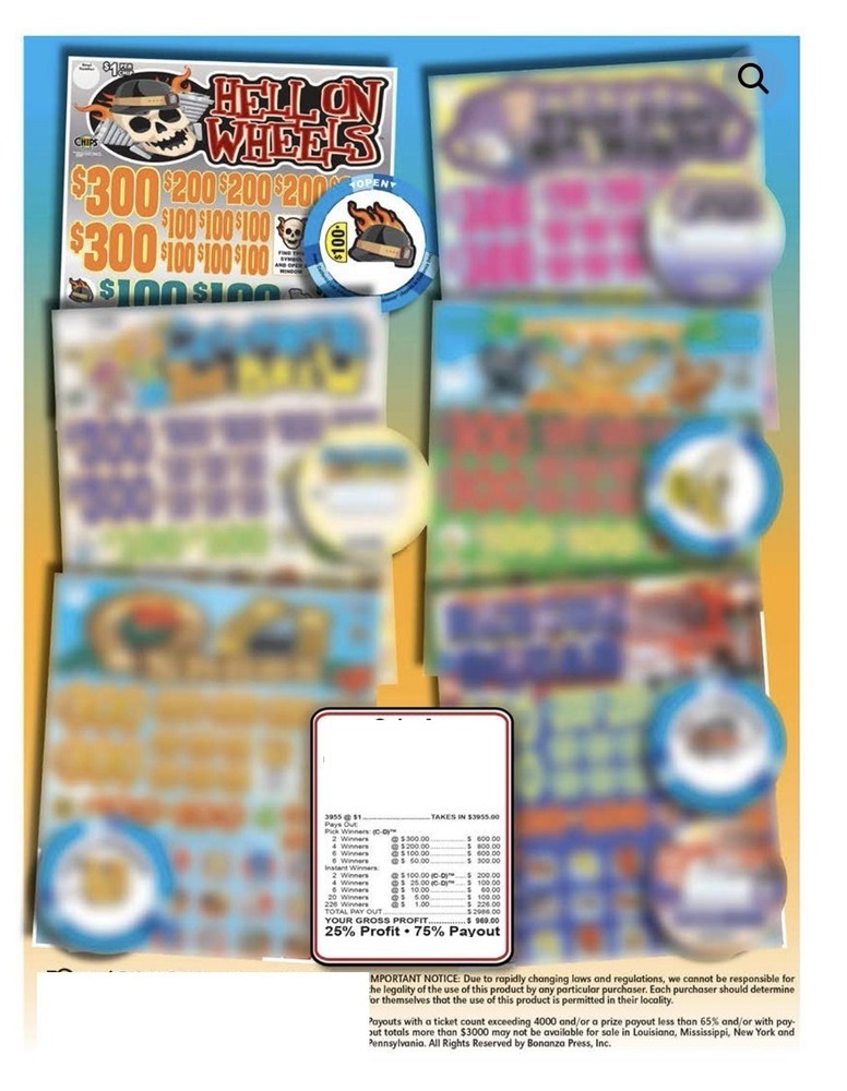 Pull Tab Tickets - Chips - Game - Holder - Hell on Wheels - 3,955 ct