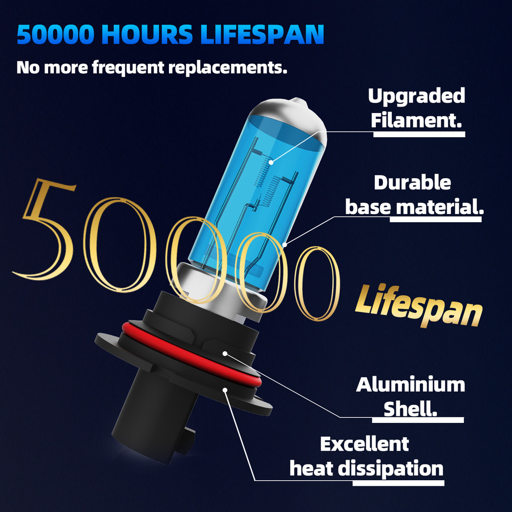 9007 Halogen Headlight Super Bright Bulbs Kit White 6000K High/Low Beam 2PCS