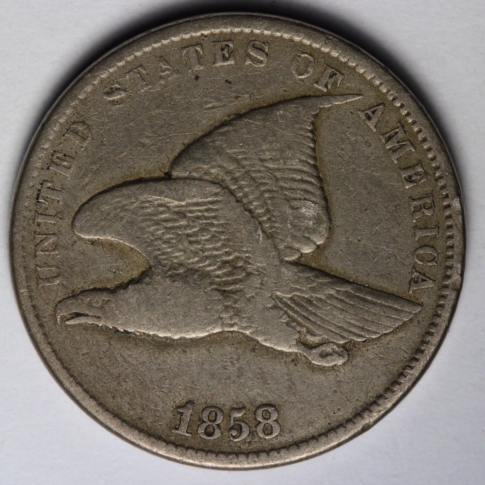 1858 SL Flying Eagle Cent Penny VF E134 QANF