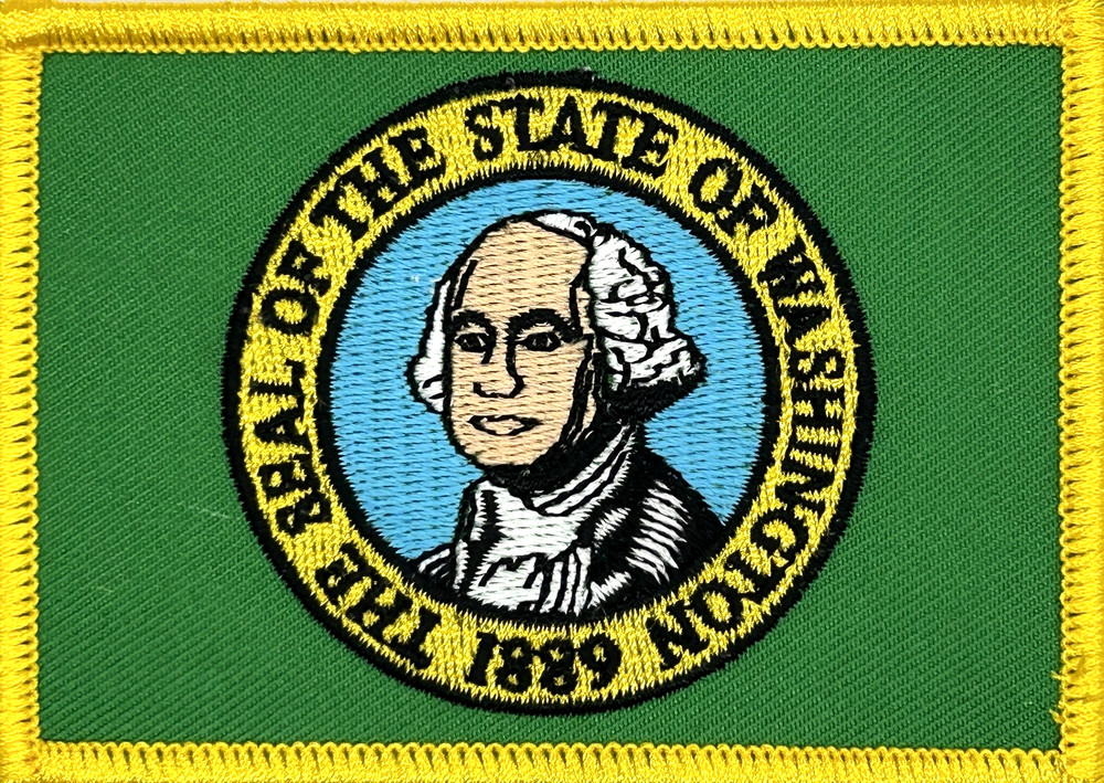 WASHINGTON STATE FLAG EMBELEM APPLIQUE IRON ON PATCH EE-329