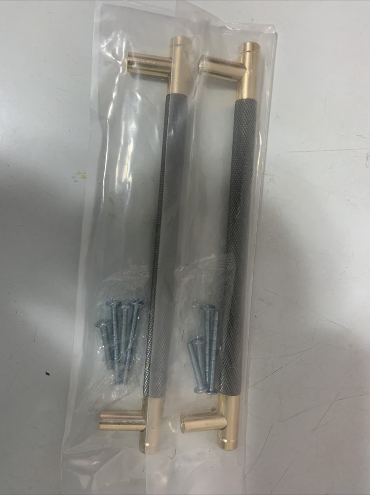 Furniware 2 Pack Cabinet Handles Center Gold Grey Knurled Kitchen Drawer Pull