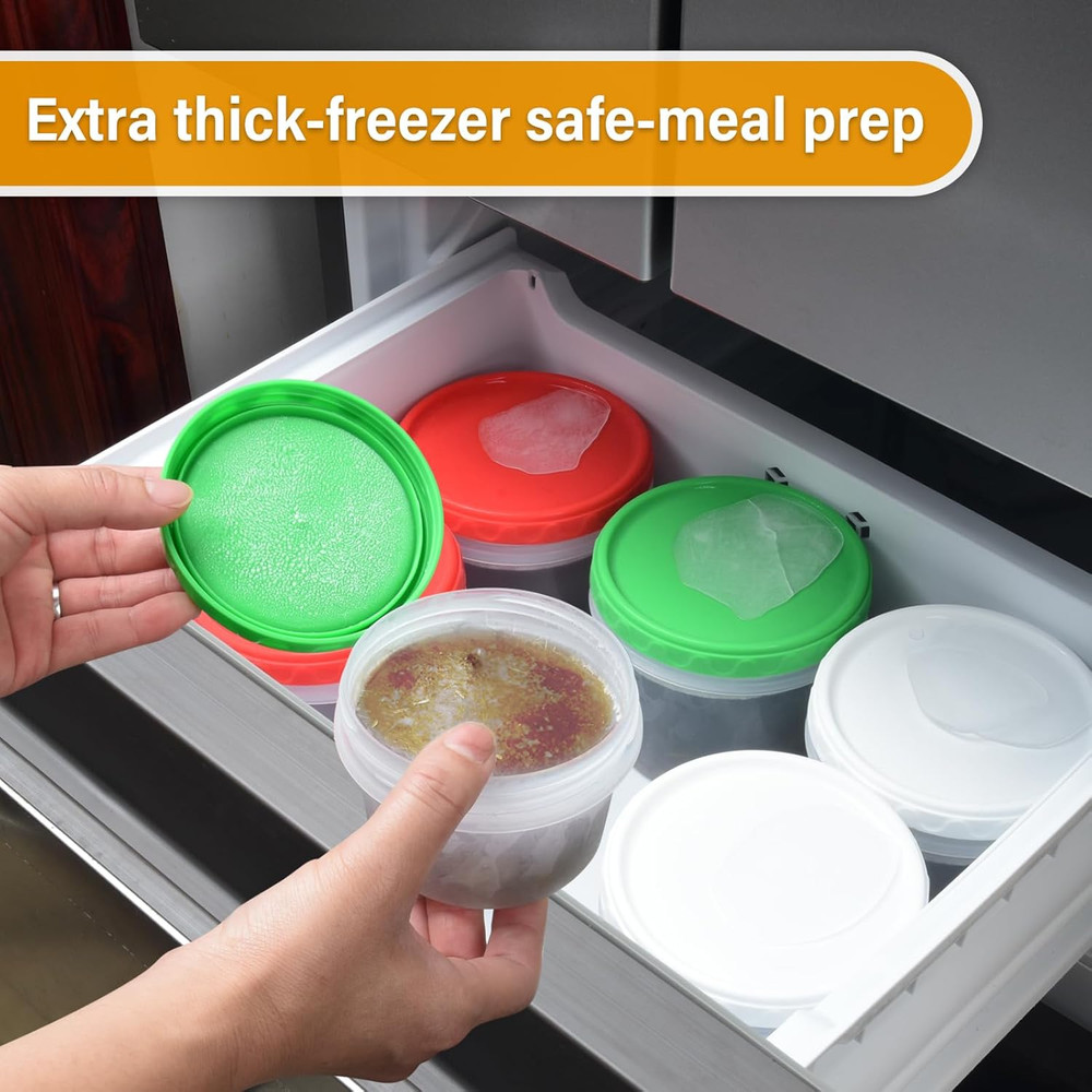 8 Oz Small Freezer Containers with Lids Stackable Plastic Food Storage Container