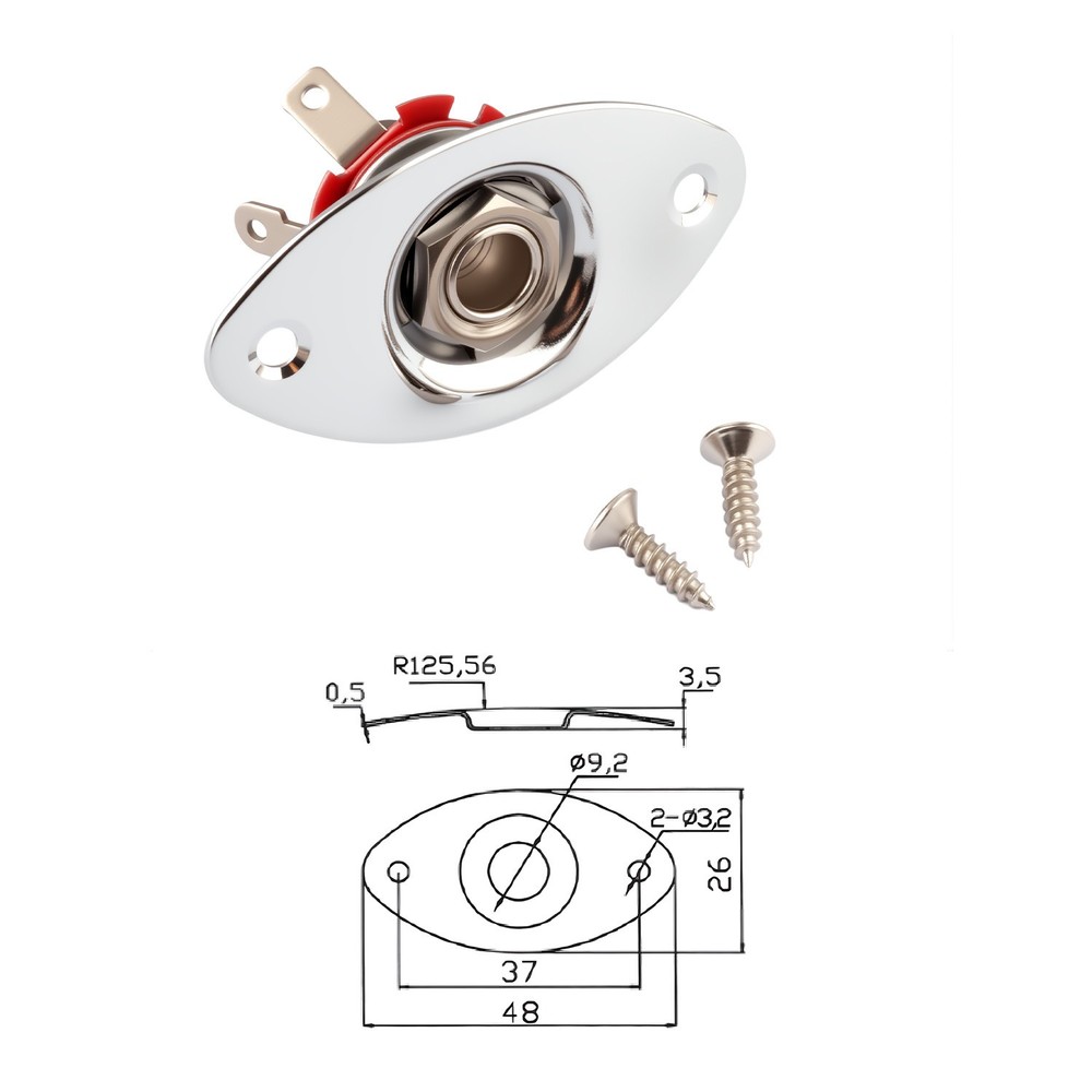 Strat Tele Style Oval Electric Guitar Input Output Jack Plate Jack Socket