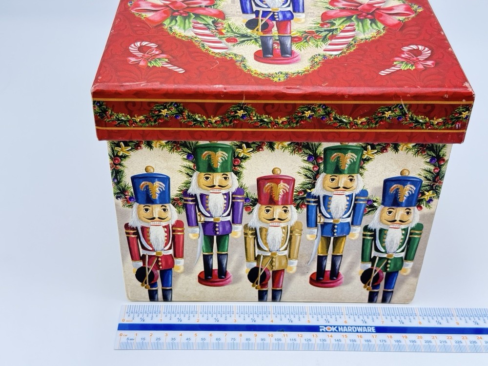 Nutcracker 3-Piece Decorative Nesting Storage Boxes Set w/ Trays Christmas