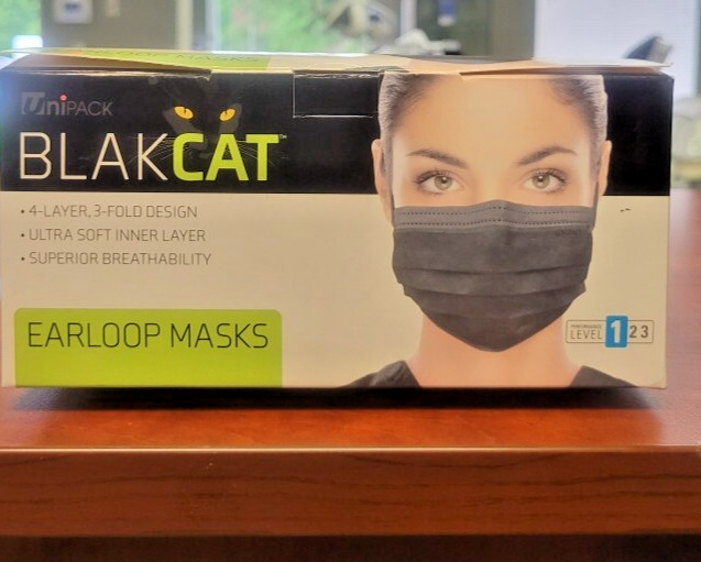 BlakCat Level 1 Ear-Loop Black Mask 50/BOX ULM-6180