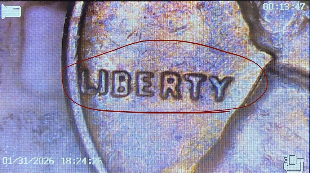 1968 D Lincoln Penny DDO Multiple Errors Toned