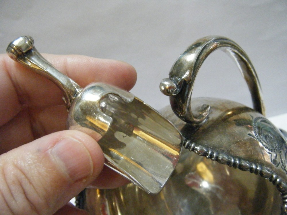 Antique Complete Sugar Scuttle & Spoon Set Silver Plated Cooper Brothers England
