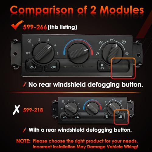 599-266 Front Climate Control Module (NO Rear Windshield NO Rear Defogging