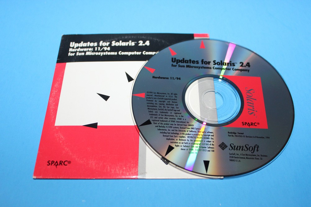 Sun Microsystems Updates For Solaris 2.4 Hardware 11/94 & System Answer Book