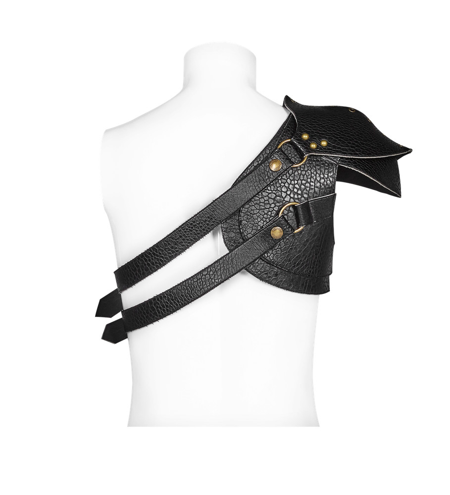 Man‘S Black Steampunk Thick Three-Dimensional Armor Oneshoulder Armor Accessory