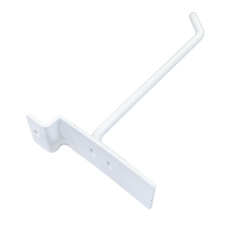 6" Slatwall Hook Panel Display Hooks, 1/4" Thickness Metal, White - PACK 12
