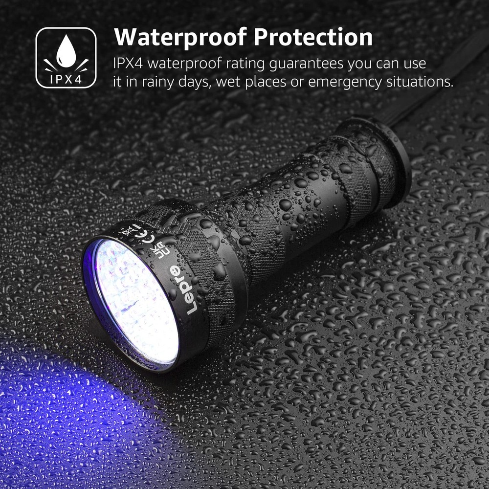 Lepro 51 LEDs UV Light Handheld Blacklight, Flashlight Black zzzz-s,