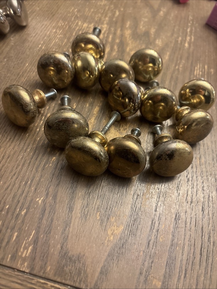 23 Brass/Silver Mid Century Modern Drawer Pulls Knobs Hardware LOT