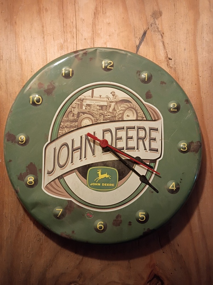 Vintage Racing Reflections John Deere Wall Clock Used Green