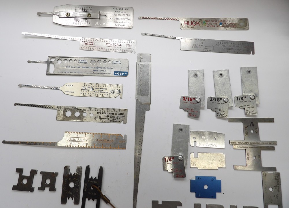 26 Pc Riveter Grip Gage Lot Aircraft Tool