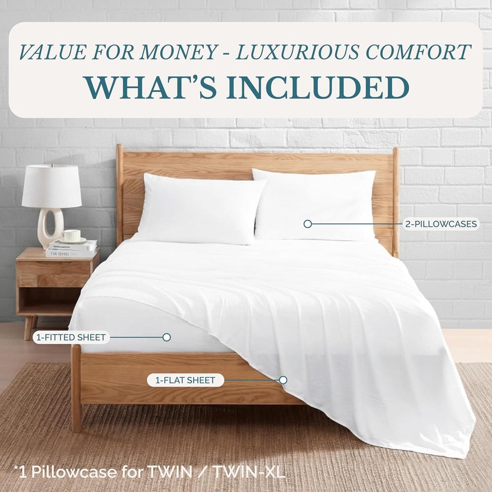 Double Sheet Set, 100% Brushed Microfiber Pre-Wash Double Sheet Set