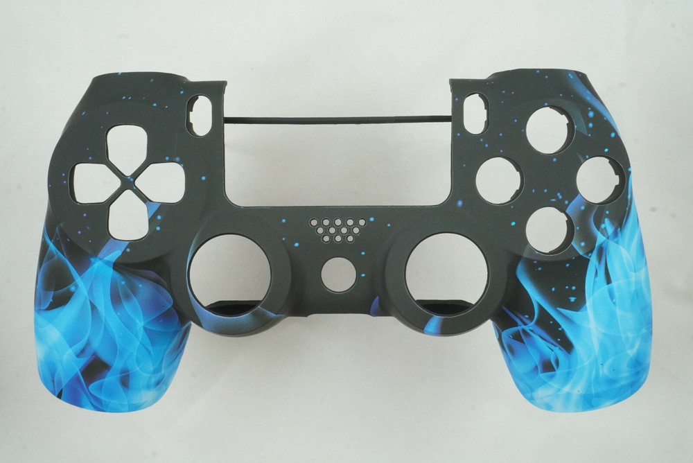 Blue Flame Soft Touch Front Face Shell For PS4 Controller - For current gen
