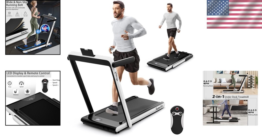 Compact 2-in-1 Under Desk Folding Treadmill with App Control for Home Office