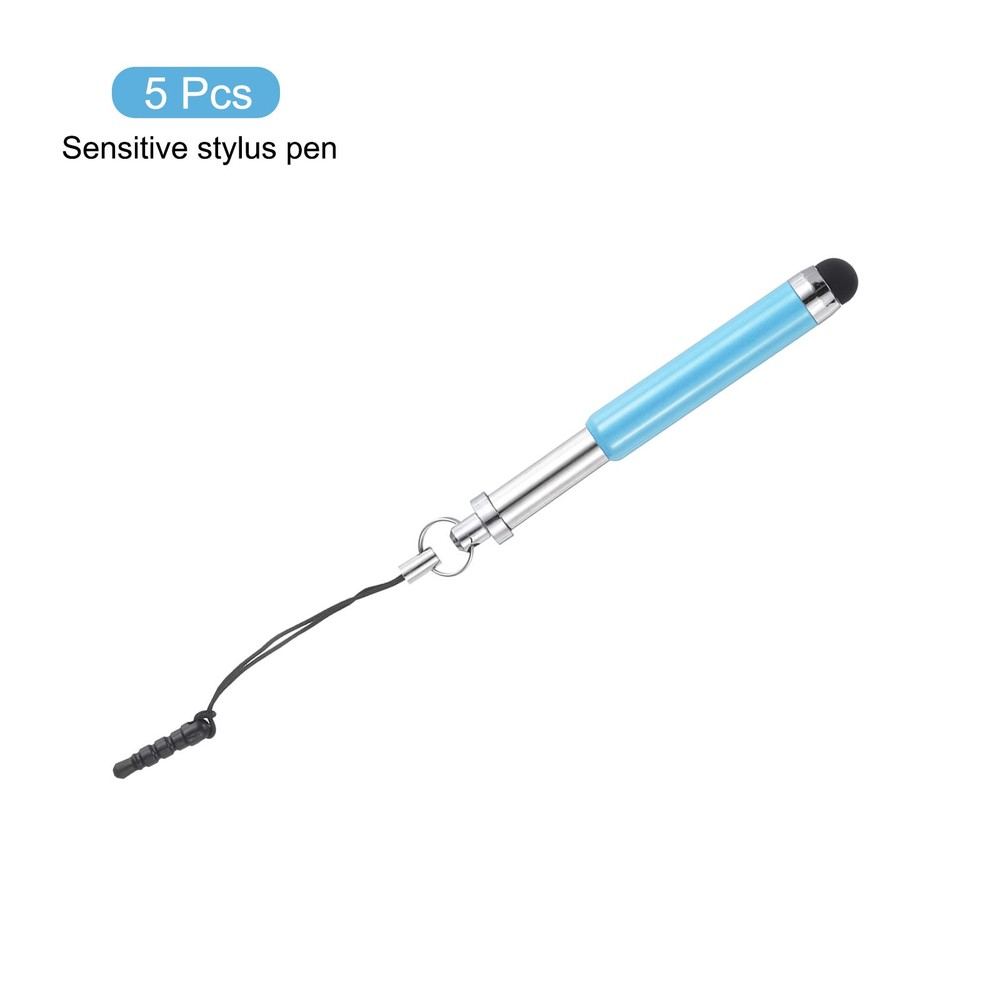 5pcs Metallic Stylus Pen Retractable Capacitive Pens, Light Blue