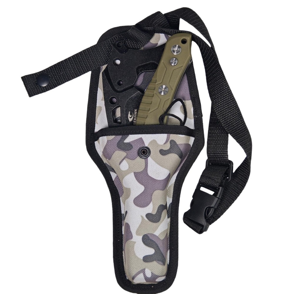 Folding Sickle Knife With Sheath, Quick Release Tactical Survival Tool with S...