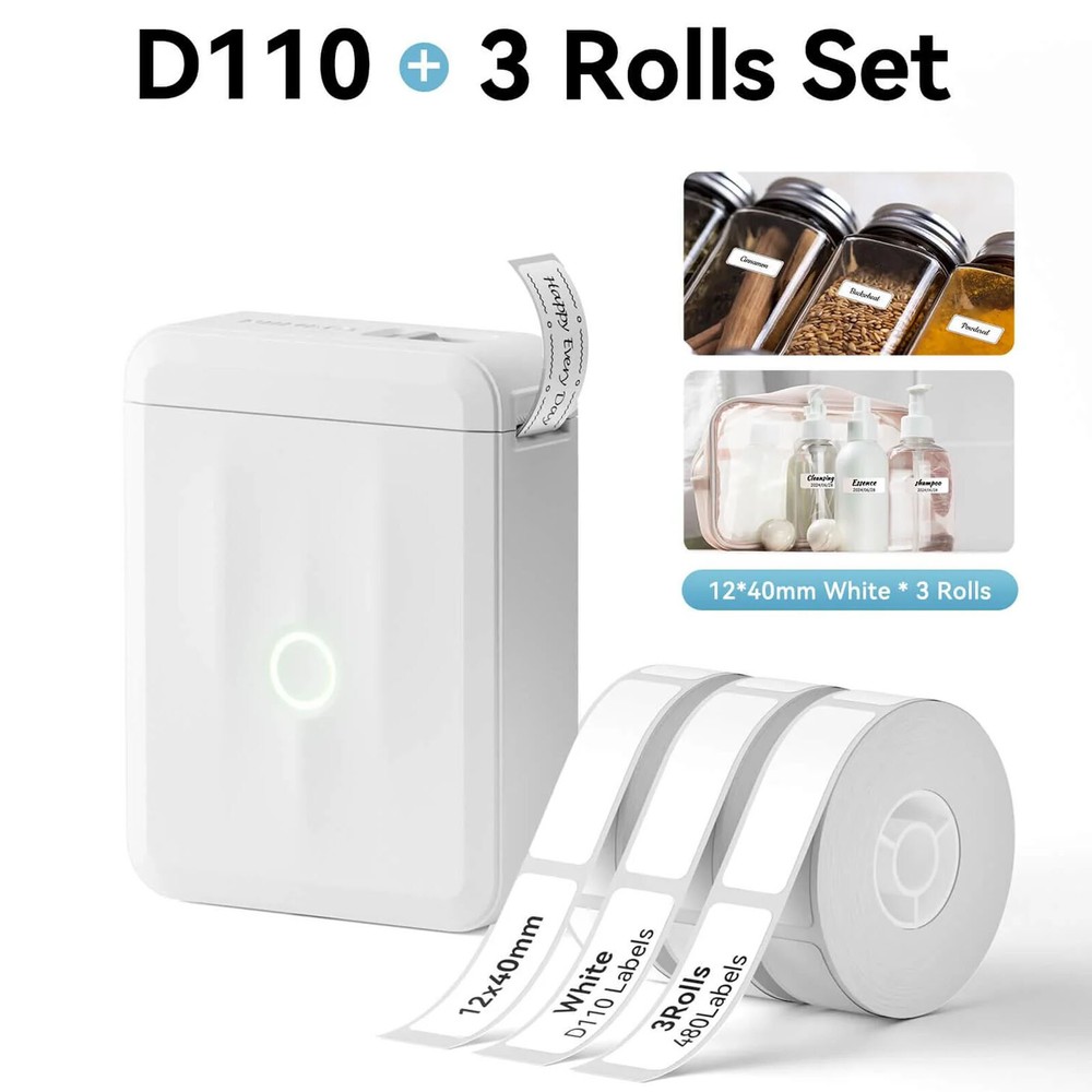 Label Maker Machine with Tape NIIMBOT D110 Label Maker Portable Bluetooth