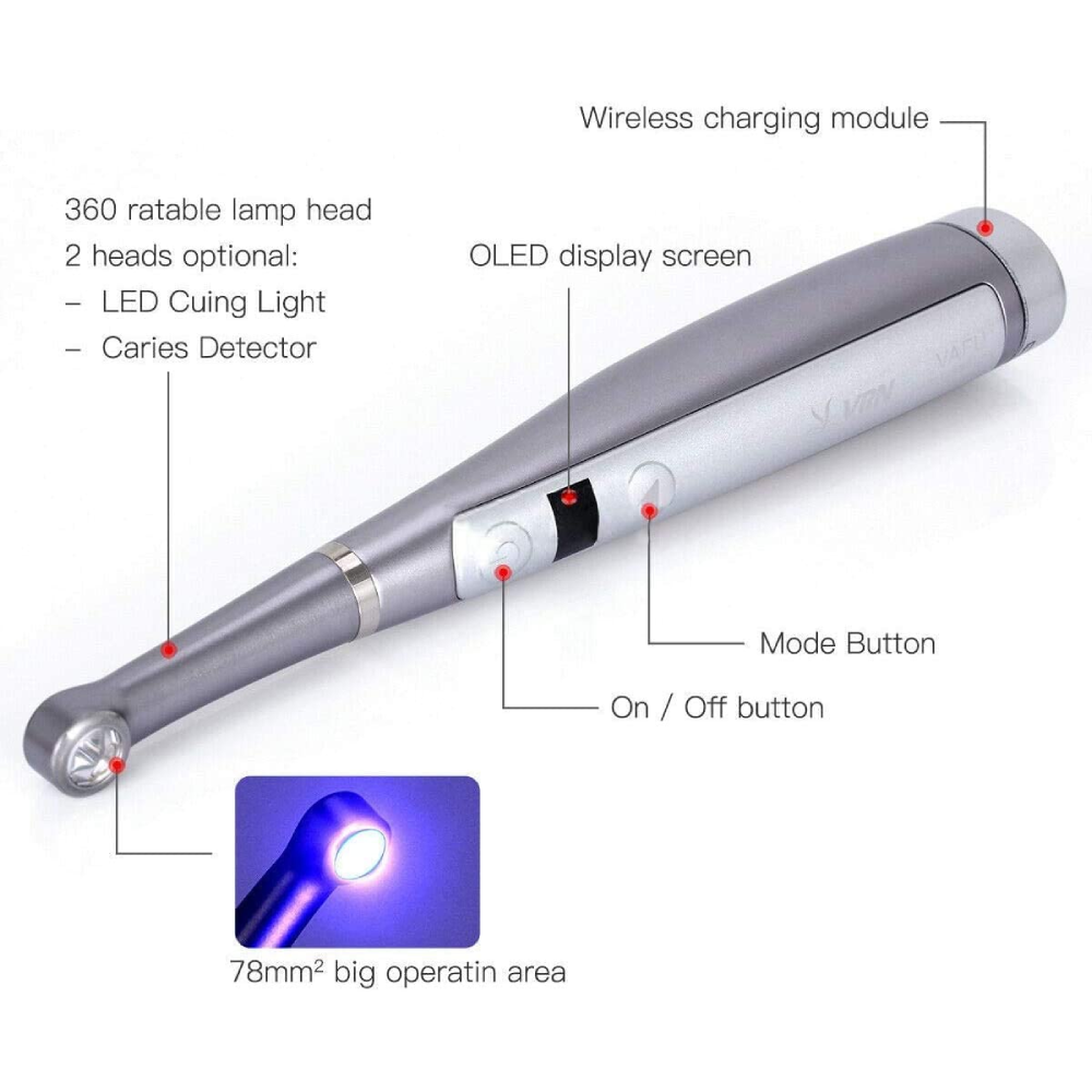 Dental Wireless LED Curing Light 1 Sec Curing Caries Detection 4 LEDs US STOCK