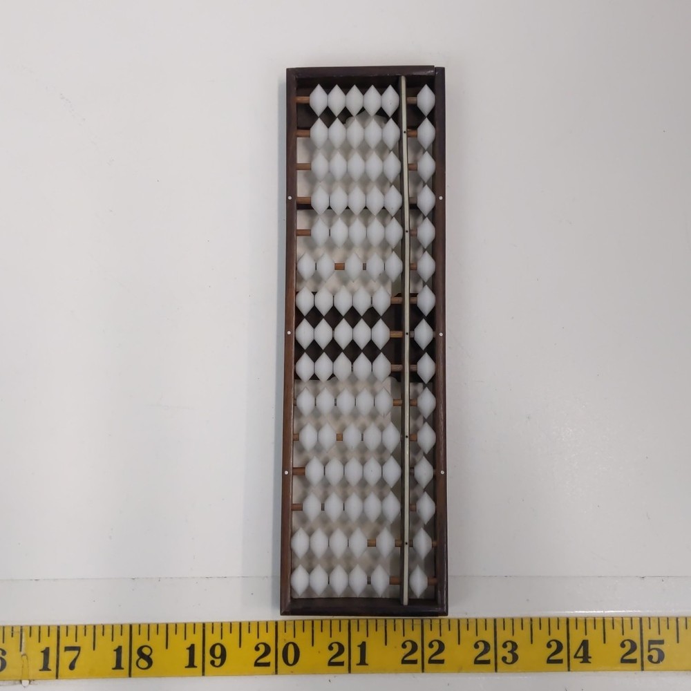Vintage Chinese Plastic Abacus White Beads Counting Frame Math Tool Decor