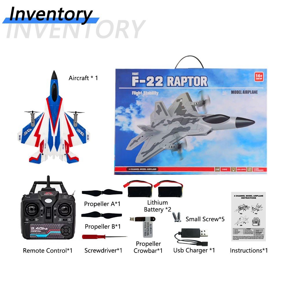 F22 RC Foam Plane 4 Channels 3D/6G Auto Stabilization Remote Control RC Plane