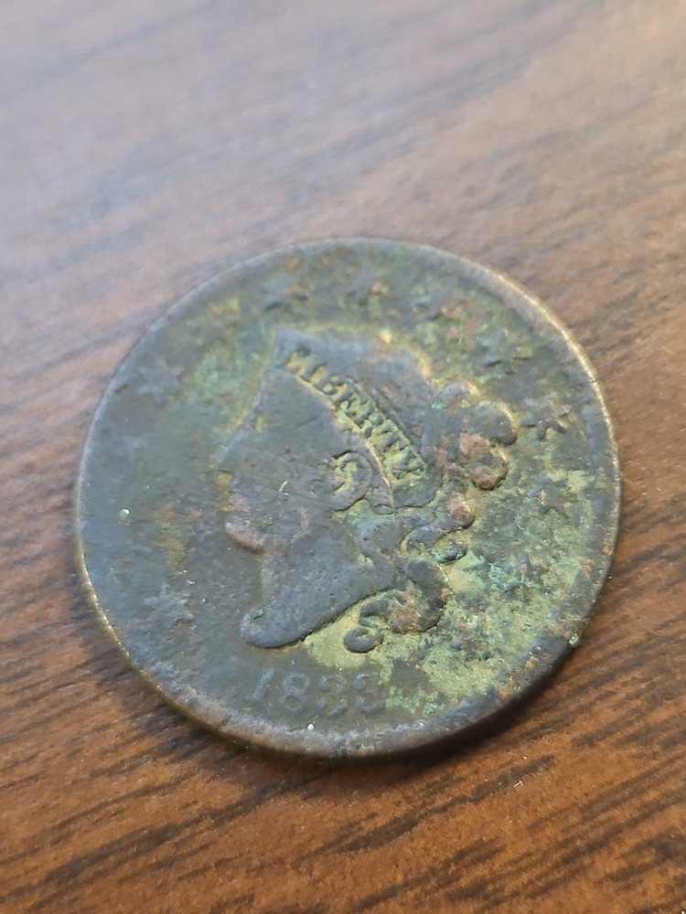 1833 Coronet Head Large Cent (Damage)