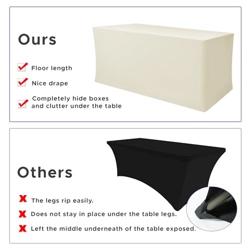 Spandex Fitted Table Clothes Pack - 48 x4 Inch - Rectangle 4FT 2 Beige