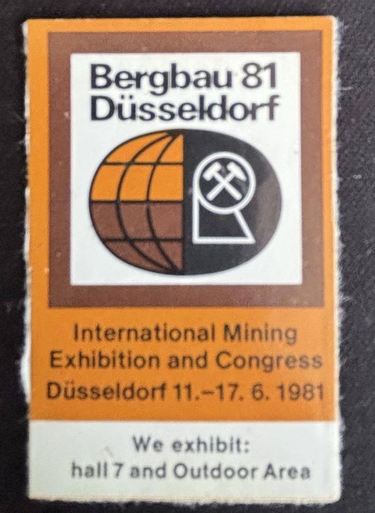 Vintage Decal Bergbau Düsseldorf Mining Exhibition 1981