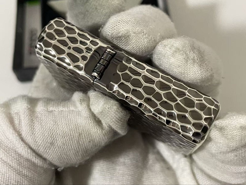 Zippo Meteorite Crater Silver 5 Sided Design Etching Lighter Regular Japan