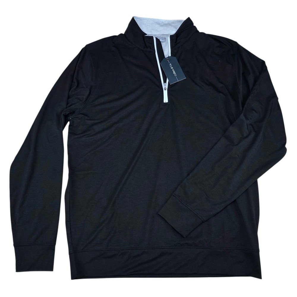 New Collars & Co Mens DriRelease Performance Black 1/4 Zip Pullover NWT