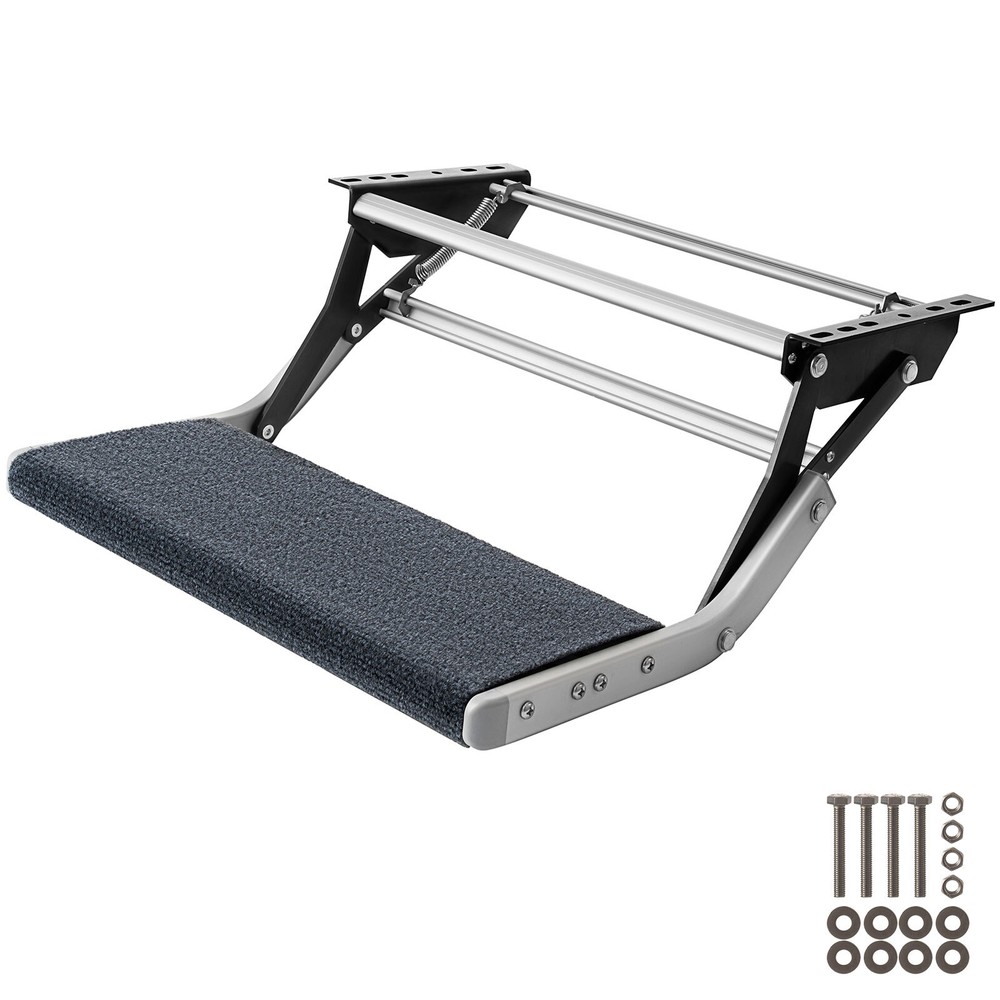 RV Step 1-Step Manual Retractable RV Stairs 440 LBS Folding RV Trailer Camper